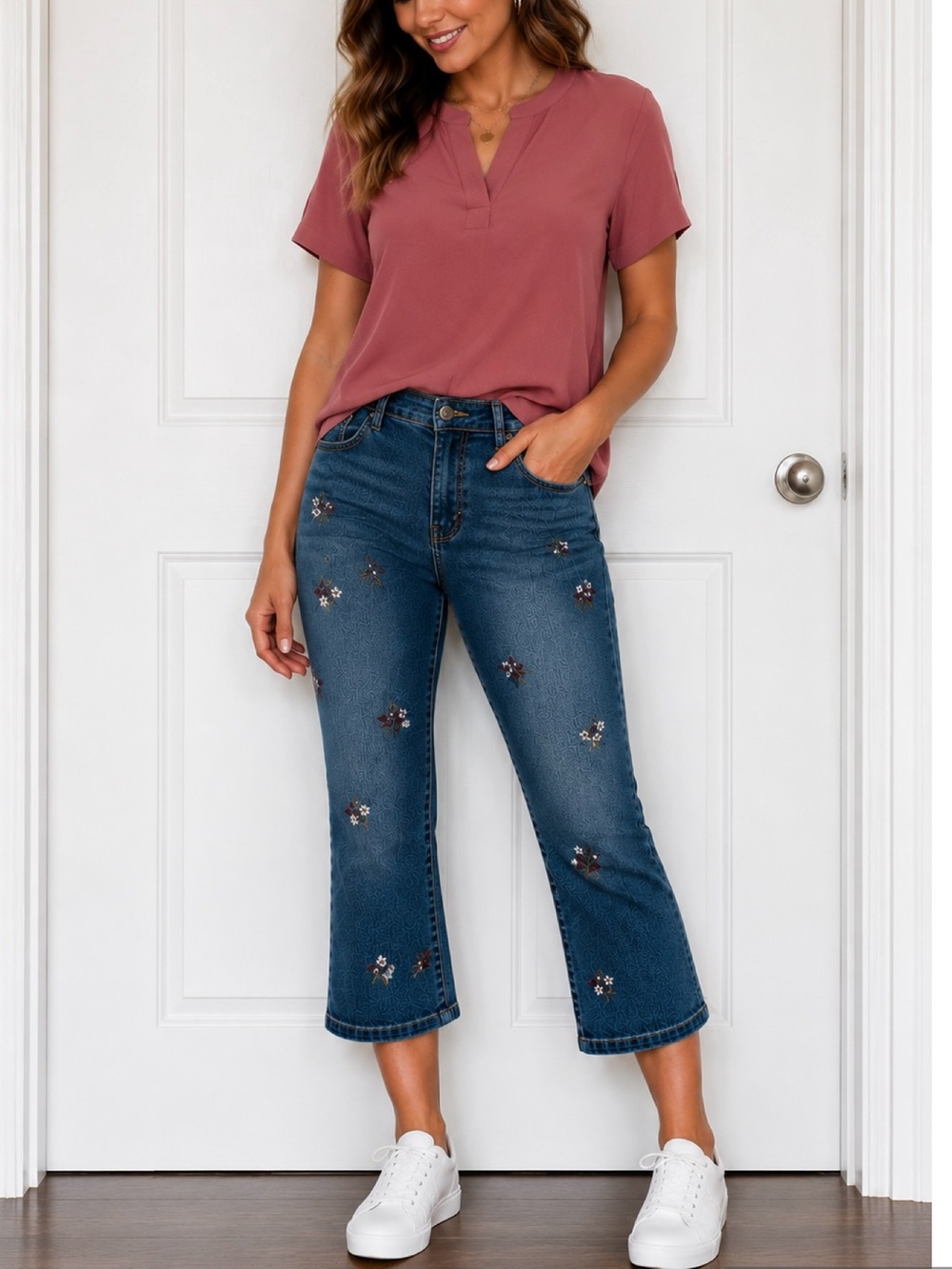 New York & Co. Soho embroidered cropped jeans